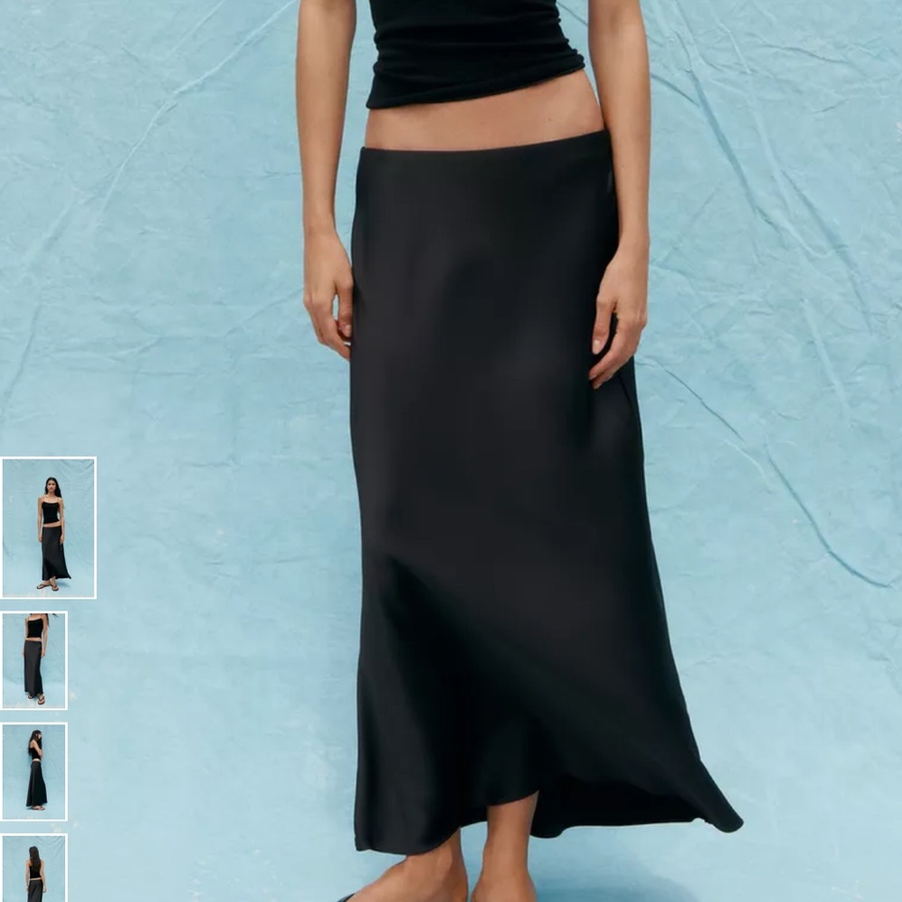 Zara Black Maxi Mid-Rise Skirt